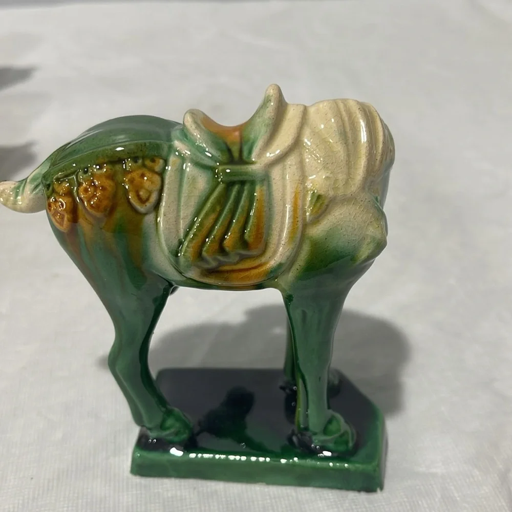Vintage Chinese Tang Dynasty Majolica Sancai Drip Glaze War Horses set of 6 - Picture 15 of 16